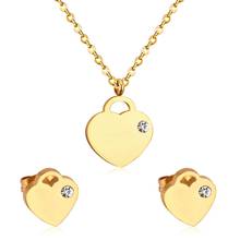 LUXUKISSKIDS Lovely Heart Stainless Steel Bridal Jewelry Sets Necklace Earrings Accessories Set For Women Wedding Gift 2024 - buy cheap