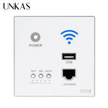 UNKAS 300 м 110 ~ 250 В новая белая USB розетка беспроводная wifi usb зарядная розетка, настенный встроенный беспроводной AP маршрутизатор, 3G wifi повторитель 2024 - купить недорого