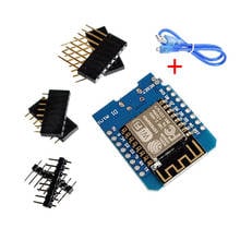 Placa de desenvolvimento, esp8266 gêmea, ch340g, ch340, v2, usb, wemos, d1, mini, wi-fi, nodemcu, lua, placa iot, 3.3v, com pinos 2024 - compre barato