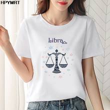 Camiseta clásica con estampado de 12 Constelaciones para mujer, ropa Harajuku, hipster blanca, Tops para mujer 2024 - compra barato