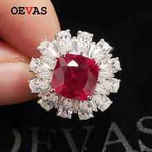 Oevas-anéis de casamento femininos de prata esterlina 925, 9x9mm, rubi, joias de festa para mulheres, aaaaa + zircônia, moissanite 2024 - compre barato