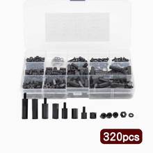 320Pcs/set M3 Black/White Hex Nylon Standoff M-F/F-F Spacer Screw Flat Head Plastic Spacing Screws Nuts & Washers Assortment Kit 2024 - buy cheap