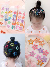 Grampos de cabelo de pentagrama infantil, grampos bb com glíter, estrela colorida, acessórios de cabelo de meninas para crianças sintéticos 2024 - compre barato