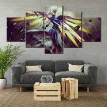 Canvas Painting Prints 5 Panel Overwatch Angela Ziegler Mercy Modular Pictures for Living Room Home Decor Game Wall Art Poster 2024 - buy cheap