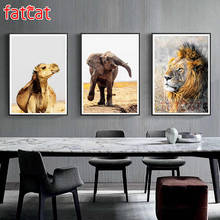 Fatcat elefante leão animal diy 5d pintura diamante quadrado completo redondo mosaico bordado venda tríptico decoração para casa ae2507 2024 - compre barato