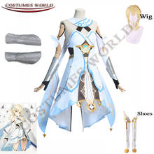 Genshin Impact Traveler Lumine Game Suit Noble Dress Lovely Uniform Cosplay Costume Halloween Outfit For Women Girls Wig Shoes 2024 - buy cheap