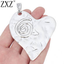 ZXZ 2pcs Tibetan Silver Large Spiral Swirl Hammered Heart Charms Pendants for Necklace Jewelry Making 75x67mm 2024 - buy cheap