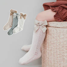 Calcetines hasta la rodilla para niños y niñas, medias de estilo español con lazo para bebés recién nacidos, de algodón de malla transpirable de princesa, 2021 2024 - compra barato