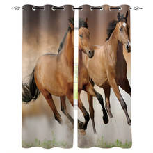 Brown Running Horse Animal Window Curtains Curtain Lights Bathroom Drapes Print Curtain Panels With Grommets Curtains And Drapes 2024 - buy cheap