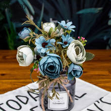 Flor de Rosa de boda YO CHO, decoración de seda, Margarita, dama de honor, ramo de flores para boda, decoración del hogar 2024 - compra barato