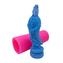 Форма для свечей Будды большого размера, формы для воска и свечи Avalokitesvara, декоративные силиконовые формы для буддийской смолы, эпоксидной смолы, гипса 2024 - купить недорого