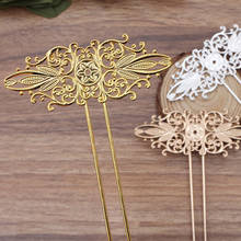Vintage Hair Stick with 87x35mm Filigree Flower Metal Hairpins DIY Findings for Wedding Bridal Headdress Hair Fork Accessories 2024 - buy cheap