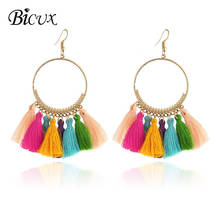 BICUX Bohemian Tassel Earrings for Women Ethnic Big Drop Earrings Boho Handmade   Brincos Fashion Jewelry Fringe Dangle earings 2024 - buy cheap