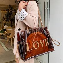 Bolsa tote grande transparente de pvc, bolsa designer grande de alta capacidade para mulheres verão 2020 2024 - compre barato