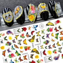Pegatina 3D de mariposa colorida para decoración de uñas, envolturas de arte, calcomanías adhesivas de diseño bonito, pegatinas para puntas de manicura, Pegatina 2024 - compra barato