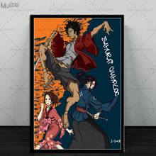 Poster samurai de champloo, poster japonês de anime, pintura em tela, pôsteres e impressões, imagem de arte de parede para decoração de casa, sala de estar, quente 2024 - compre barato