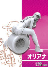 New Unassembled 1/35 modern girl sit with tyre   Resin Figure Unpainted Model Kit 2024 - buy cheap