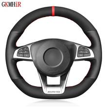 Black Genuine Leather Suede Car Steering Wheel Covers Braids For Mercedes-Benz A 45 C E S 43 63 CLA AMG CLS SLC GLA GLE GLS 2024 - buy cheap