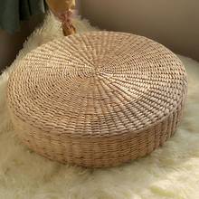 New 40cm*40cm Natural Straw Round Pouf Tatami Cushion Weave Handmade Pillow Floor Japanese Style Cushion with Silk Wadding 2024 - buy cheap