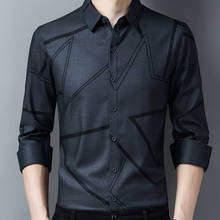 2021 nova primavera camisas dos homens da moda impressão banquetes outono marca de luxo camisas de smoking masculino 2024 - compre barato
