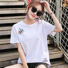 Camiseta Mujer 2021 Geometric T Shirt Women Summer Woman Clothes New Print Embroidery T-Shirt Cotton Womens Tops Tee Shirt Femme 2024 - buy cheap