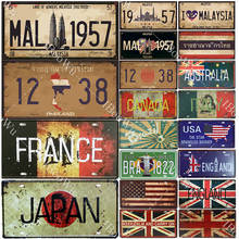 Flag/Country/Popular City Retro License Plate Vintage Metal Poster Tin Signs Wall Decor 15x30cm 2024 - buy cheap