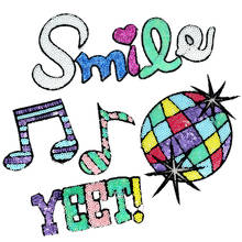 Smile YEET Logo Musical Note Sequin Patches for Clothing Iron on Letters Embroidery Patch Beaded Applique Clothes Decorative JOD 2024 - buy cheap