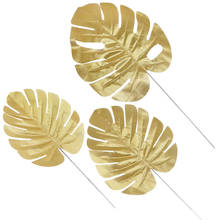 5pcs Gold Artificial Palm Leaves Hawaii Monstera Maple Tree Leaf Home Garden Decor Wedding Party Arrangement Background Flowers 2024 - buy cheap