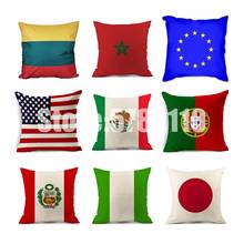 United States Japan Sweden Nigeria Mexico Pillow Case Linen 45*45cm Decor National flag Cushion Cover for Car Sofa Pillowcase 2024 - buy cheap