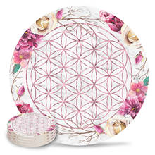 Mandala Rose Garden Pink on White Coasters Waterproof Tea Cup Mat Christmas Home Decor Coffee Table Decor Ceramic Coasters 2024 - buy cheap