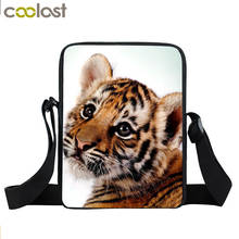 Маленькие сумки через плечо Crazy Tiger для женщин, Дамский клатч с животным принтом, студенческие школьные сумки на ремне 2024 - купить недорого
