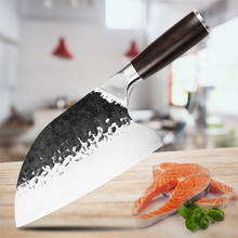 8 "faca do chef artesanal forjado faca de cozinha chinesa aço inoxidável faca de açougueiro para carne osso peixe frutas legumes cutelo 2024 - compre barato