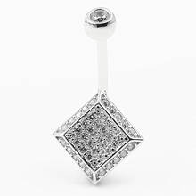 Piercing para el ombligo de plata esterlina 925 para mujer, anillo con forma cuadrada de circonita cúbica para el ombligo, joyería para el cuerpo, 1 ud. 2024 - compra barato
