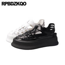 Summer Platform Slingback 2021 Silver Pumps Black Shoes Luxury Women Sandals Flat Casual High Quality Flatform Genuine Leather 2024 - buy cheap