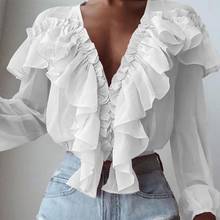 Plus Size 5XL Celmia Women Fashion Ruffles Blouse 2021 Autumn Long Sleeve Shirt Sexy Deep V-Neck Top Elegant Office Party Blusas 2024 - buy cheap