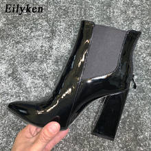 Eilyken New Ankle Boots Autumn Winter Women Pointed Toe Leather Boots Zipper 2022 Fashion Shoes Ladies High Heels Short Footwear 2024 - buy cheap