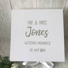 Personalised Mr & Mrs wedding memory box with silver lettering, white keepsake box, proposal gift box Real Foil memories box, 2024 - buy cheap