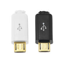 Conector macho Micro USB 5P de cabeza dorada 4 en 1, conector negro y blanco, interfaz de línea OTG de datos de soldadura, accesorios de cable de datos DIY, 5 uds. 2024 - compra barato