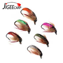 JIGEECARP 5PCS UV Beadhead Caddis Pupae Nymph Fly Trout Fishing Lures Artificial Insect Larvae Fly For Ice Fishing Pesca 2024 - buy cheap