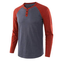 Camisa masculina de manga comprida, camiseta casual folgada com retalhos e roupas multi cores de algodão confortável, primavera/outono 2021 2024 - compre barato