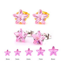 Uelf-pendientes de estrella de cristal rosa brillante para mujer, aretes encantadores, joyería de moda, regalo al por mayor, anillo para la oreja de estrellas 2019 2024 - compra barato