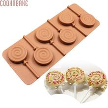 COOKNBAKE Silicone Mold for candy lollipop 6 cavity Circle Chocolate mould with stick round cake biscuit decoration tool 2024 - buy cheap