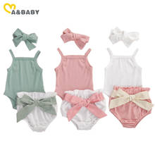 Ma&Baby 0-24M Newborn Infant Baby Girls Summer Clothes Set Knitted Sleeveless Romper Bow Bloomer Shorts Outfits Soft Costumes 2024 - buy cheap