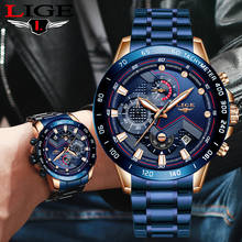 LIGE бизнес мужской роскошный бренд часов нержавеющая сталь наручные часы хронограф армейские военные кварцевые часы Relogio Masculino 2024 - купить недорого