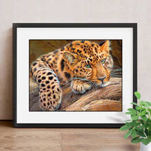 Diy 5d diamante bordado leopardo padrões bordado presente inacabado decoração animais quadrados completos conjunto de pintura 2024 - compre barato
