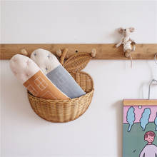 Cesta de almacenamiento de mimbre hecha a mano para decoración de la habitación del bebé, organizador de mimbre con forma de manzana, decoración de pared del hogar 2024 - compra barato