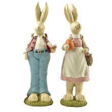 Easter Bunny Resin Figurines Rabbit Couple Garden Decor Statues Hand Painted Bunny Figurine Rabbit Decorations Easter Statue 2024 - buy cheap