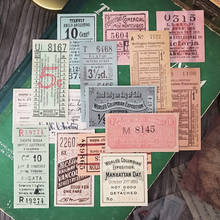 14pcs  Vintage Ticket Sticker TN Hand book Decorative Material European American Junk Journal pegatinas  school 2024 - buy cheap