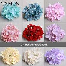 3pcs 27 branches new artificial hydrangea flower head Manual DIY wedding set arches flower wall/row simulation hydrangea heads 2024 - buy cheap