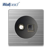 Wallpad SAT DATA Satellite Com Socket Ethernet RJ45 CAT6 Wall Power Socket Electric Outlet Silver Stainless Steel Panel 2024 - buy cheap